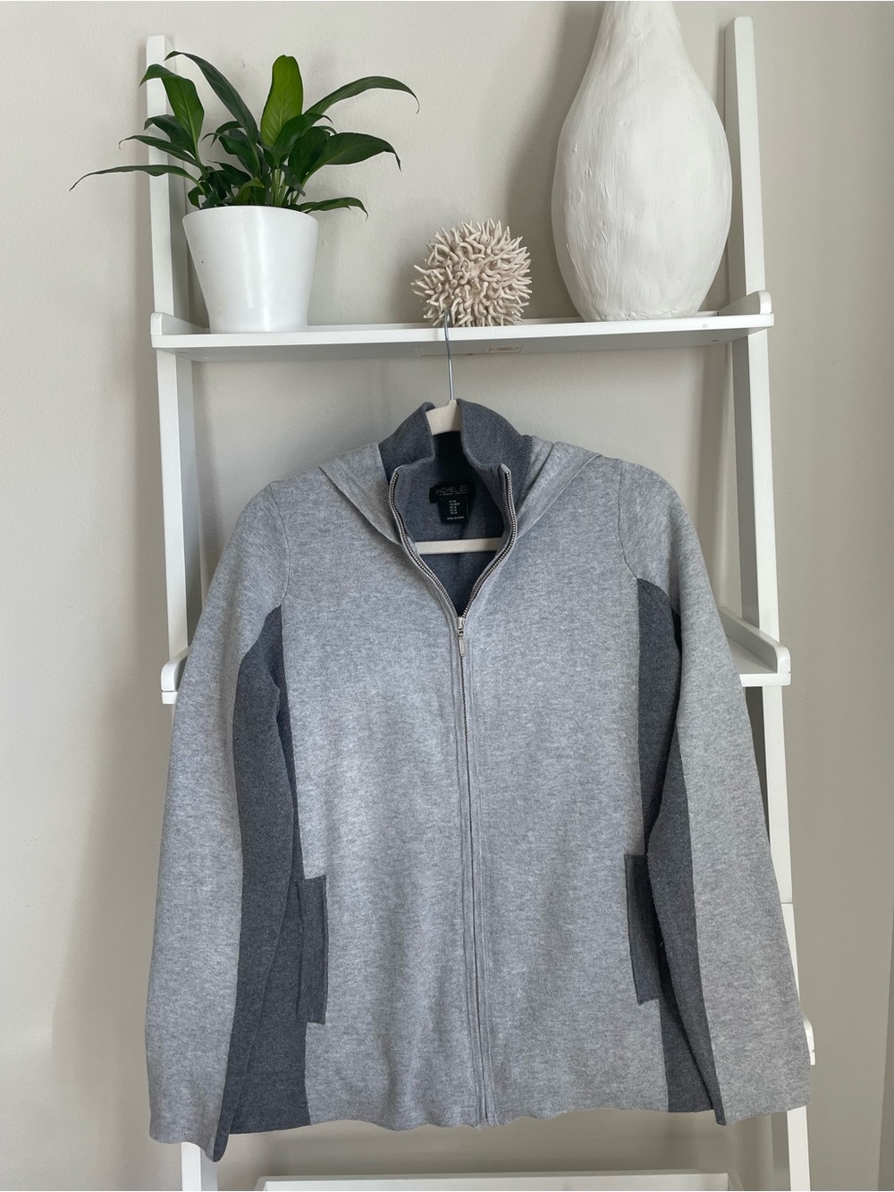 Rachel Zoe Grey Two-Tone Sweater Hoodie